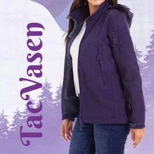 TacVasen Winter Jacket Womens Sz S Purple Duck Bill Hoodie Water Resistant